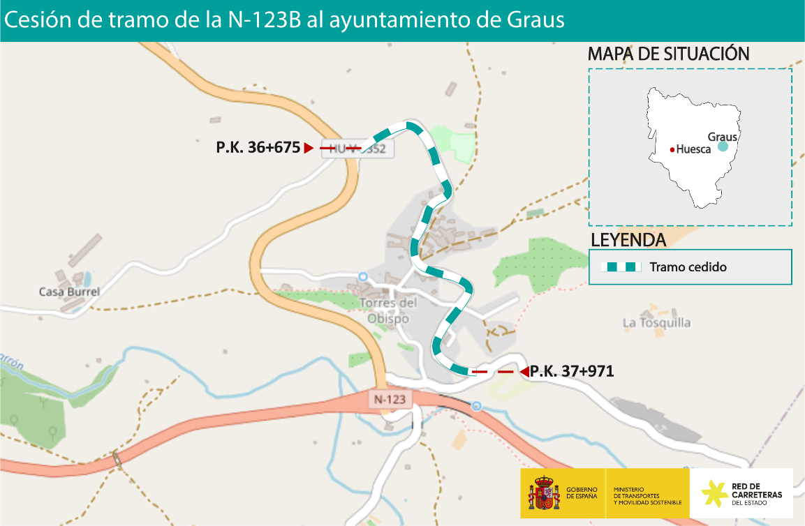 Tramo cedido al Ayuntamiento de Graus. Foto: Ministerio de Transportes