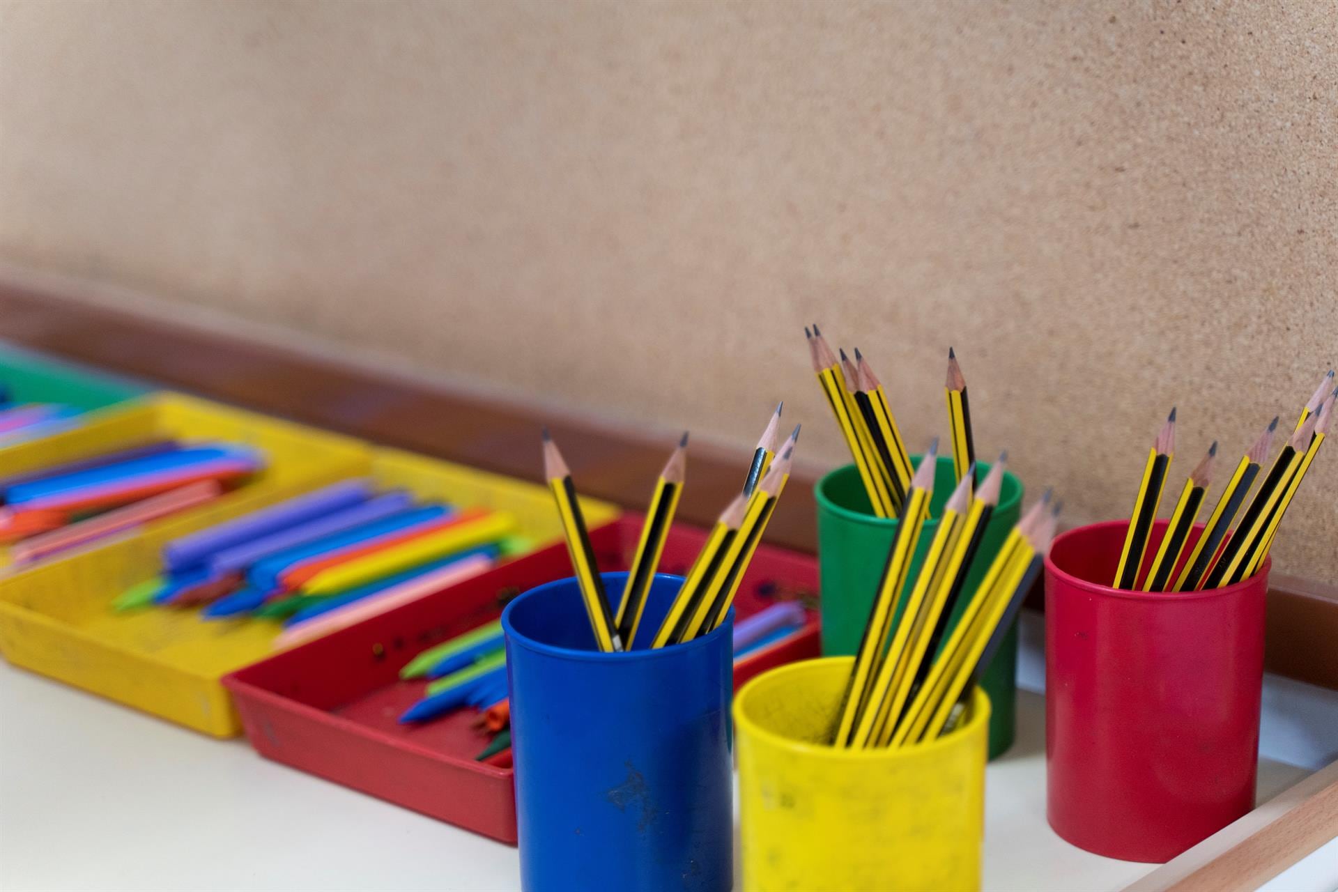 Material escolar en un colegio