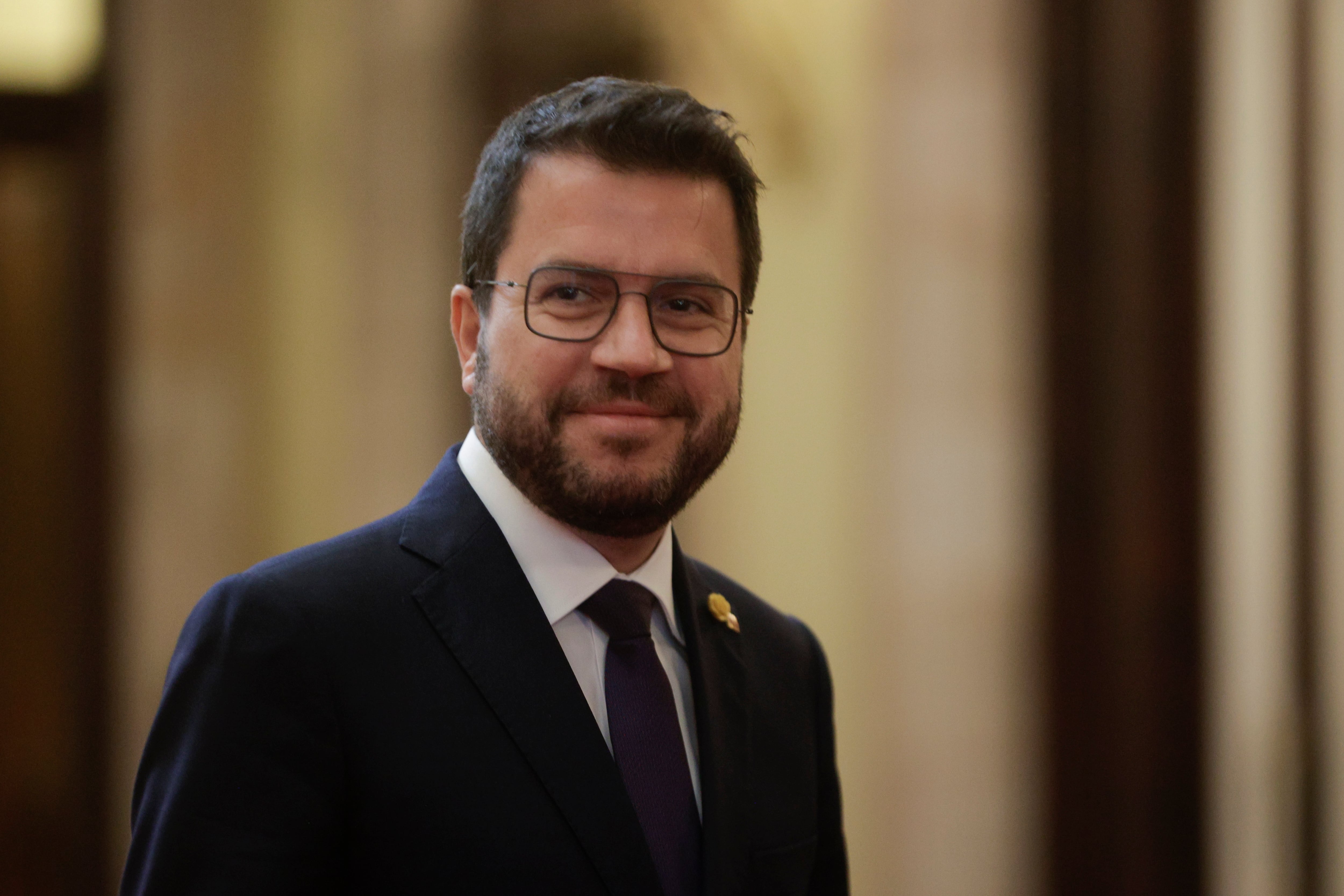 El presidente de la Generalitat, Pere Aragonès, a su llegada al Parlament este martes