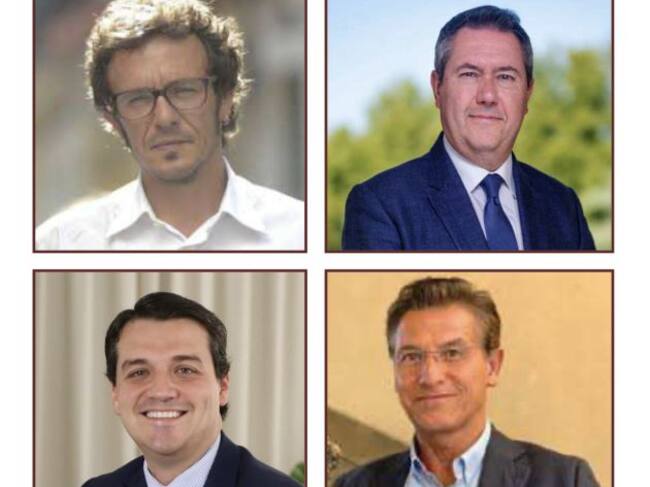 José María González (Adelante Cádiz), alcalde de Cádiz; Juan Espadas (PSOE), alcalde de Sevilla; José María Bellido (PP), alcalde de Córdoba y Luis Salvador (Cs), alcalde de Granada.
