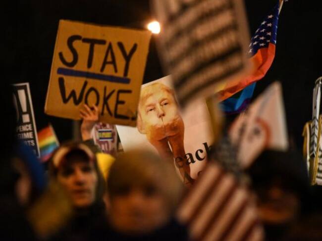 El centro de Nueva York se llenó de pancartas contra Trump