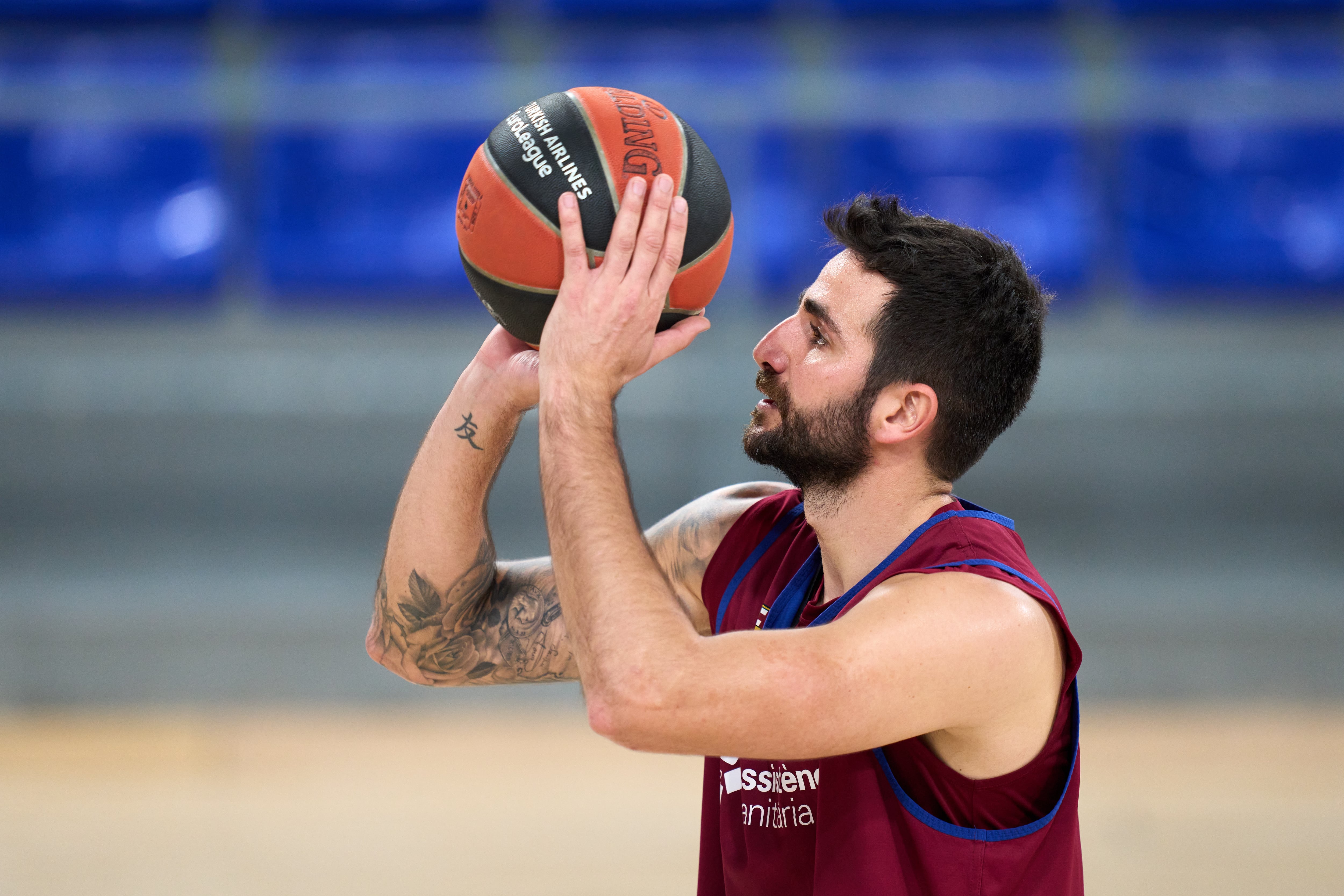 Ricky Rubio, durante un entrenamiento con el FC Barcelona la pasada semana