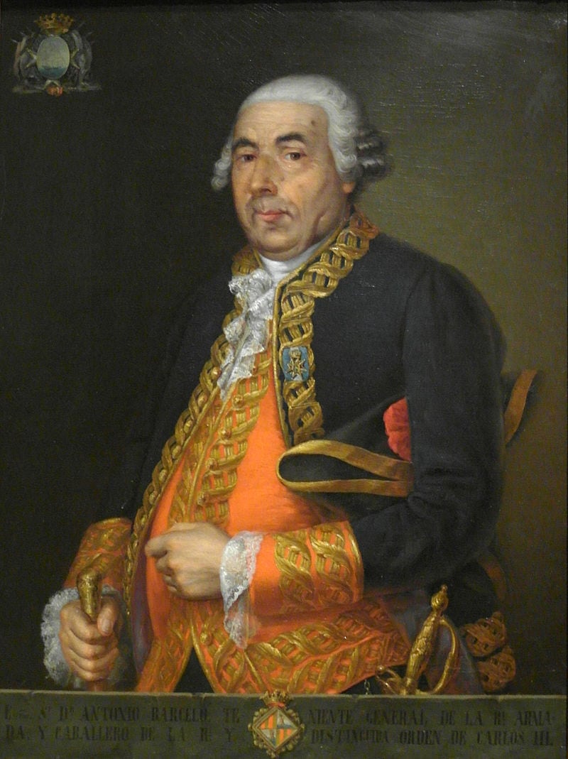 Retrato de Antonio Barceló conservado en el Museo Naval de Madrid. Copia de 1848 de un original dieciochesco que se exponía en el Ayuntamiento de Palma de Mallorca.