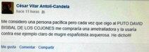 Captura del comentario de Cesar Vilar en Facebook