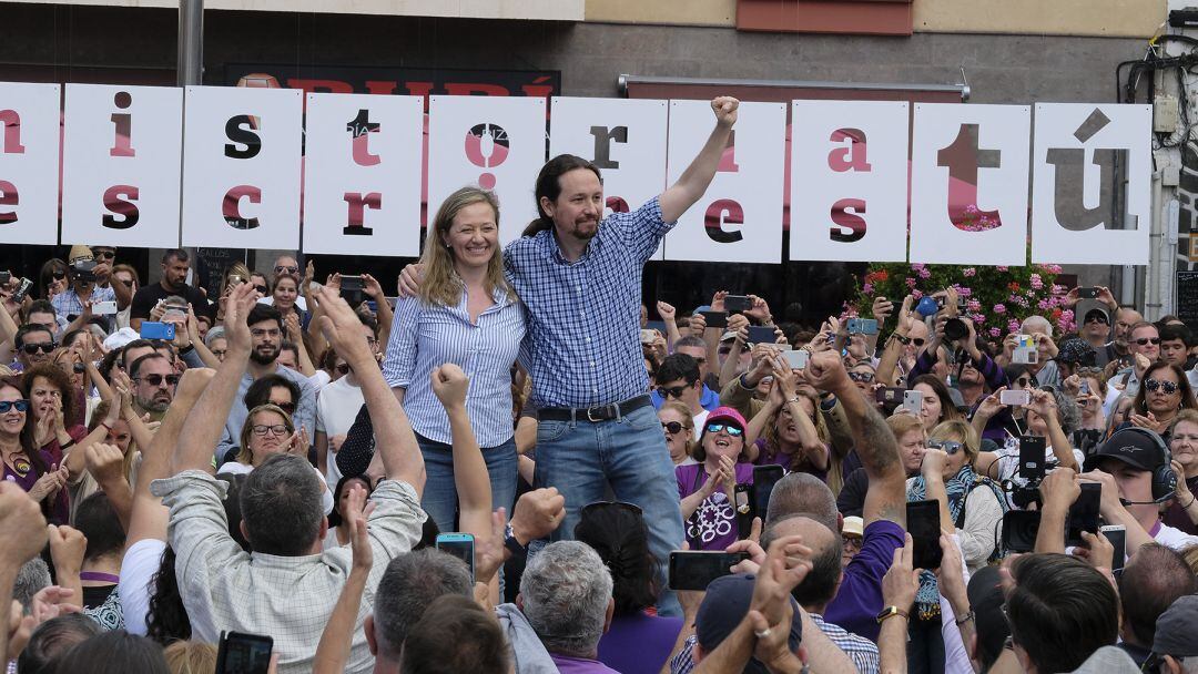 &#039;Encuentro con la gente&#039; de Unidas Podemos en Las Palmas de Gran Canaria, el pasado 13 de abril, en el que participa el secretario general del partido, Pablo Iglesias y la candidata al Congreso por Las Palmas Victoria Rosell.