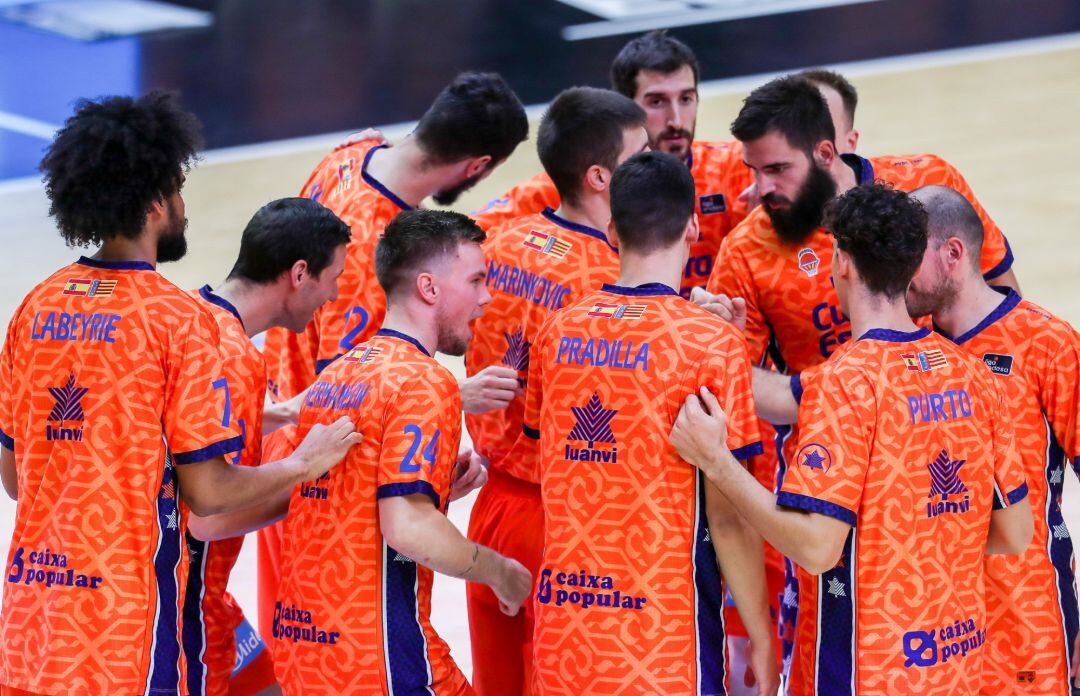 Bojan Dubljevic, player of Valencia Basket  cheer on your team before the game during the spanish league ACB  
 