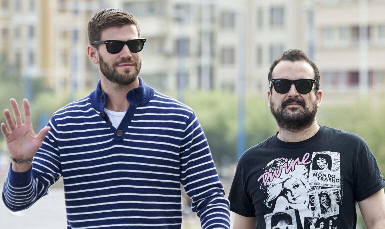 Director Nacho Vigalondo (R) and actor Austin Stowell (L) attend &#039;Colossal&#039; photocall during the 64th San Sebastian International Film Festival on September 20, 2016 in San Sebastian, Spain