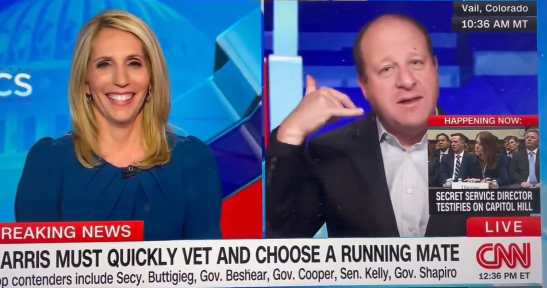 El gobernador de Colorado, Jared Polis, durante su entrevista en la CNN