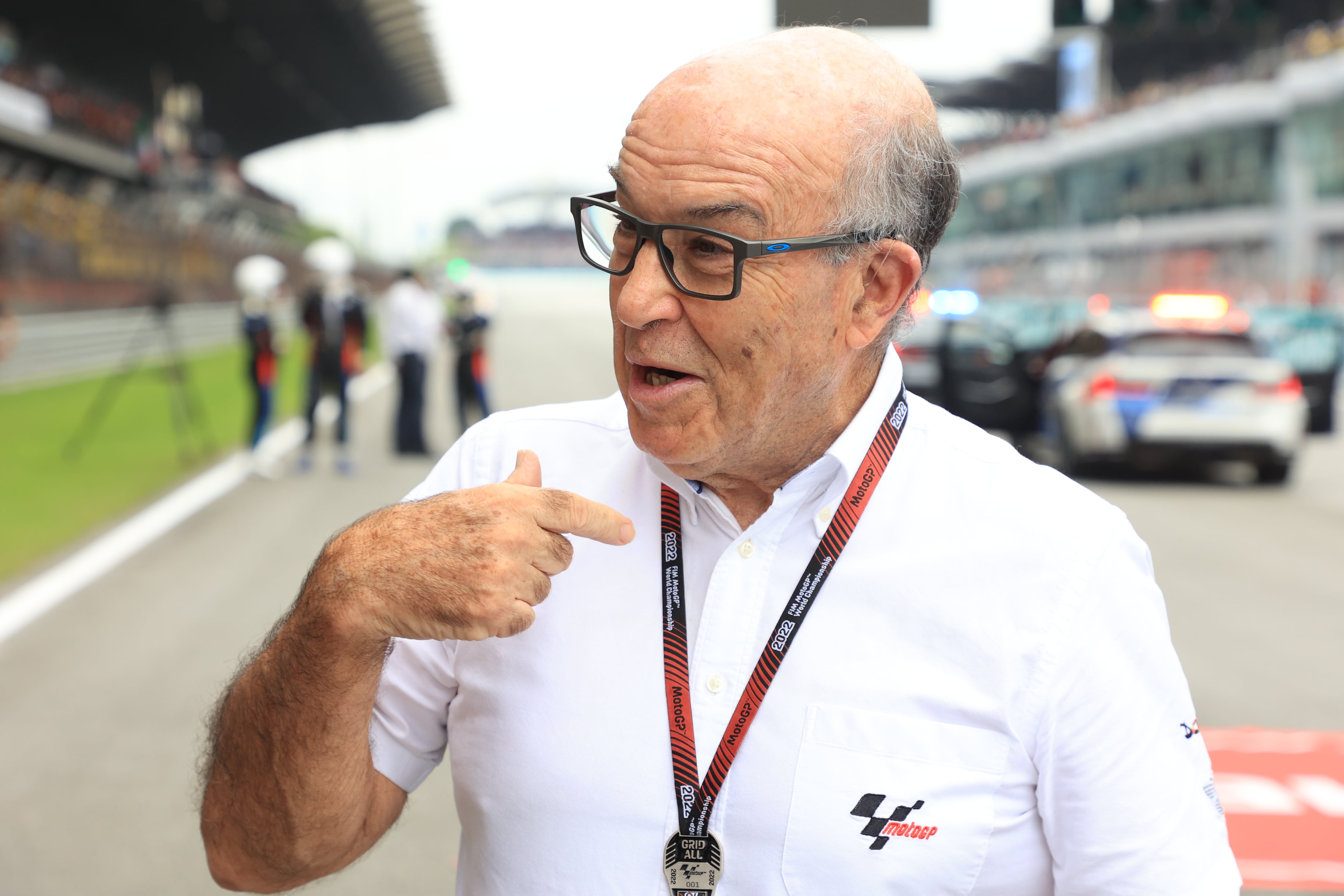 KUALA LUMPUR, MALAYSIA - OCTOBER 23: Carmelo Ezpeleta, CEO of DORNA, seen during the MotoGP of Malaysia - Race at Sepang Circuit on October 23, 2022 in Kuala Lumpur, Malaysia. (Photo by Nikolaz Godet ATPImages/Getty Images)