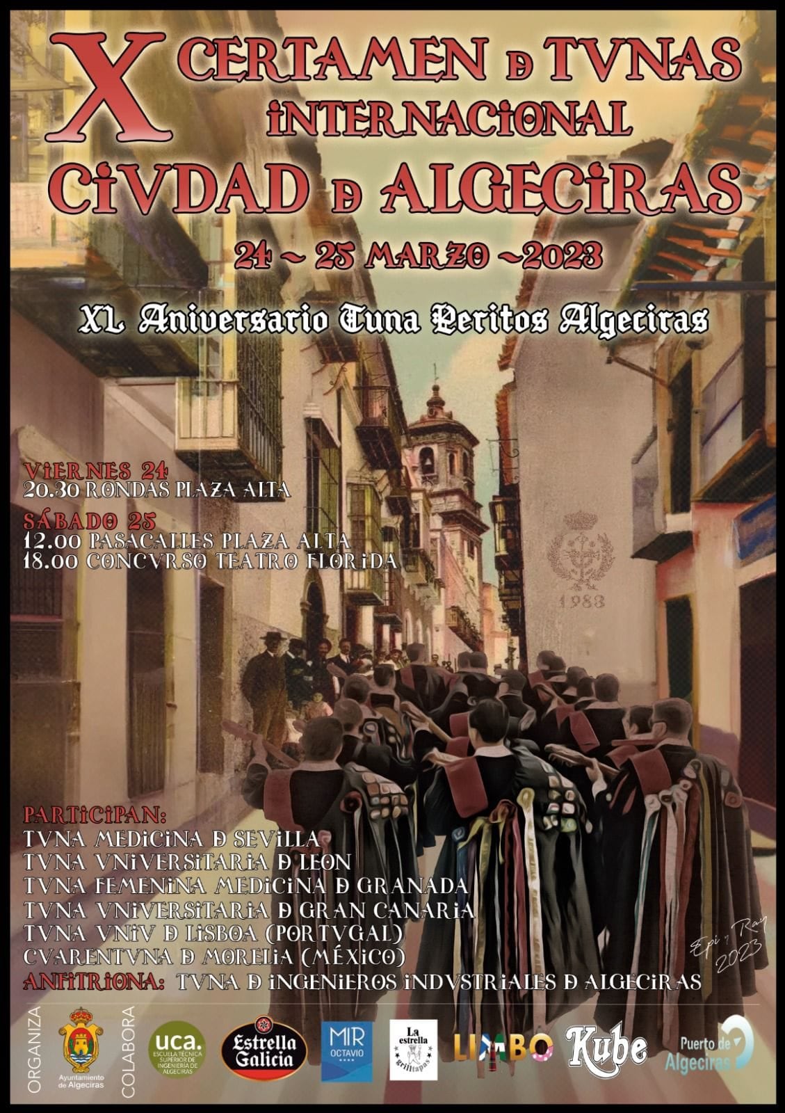 Cartel  anunciador del X Certamen Internacional de Tunas Ciudad de Algeciras