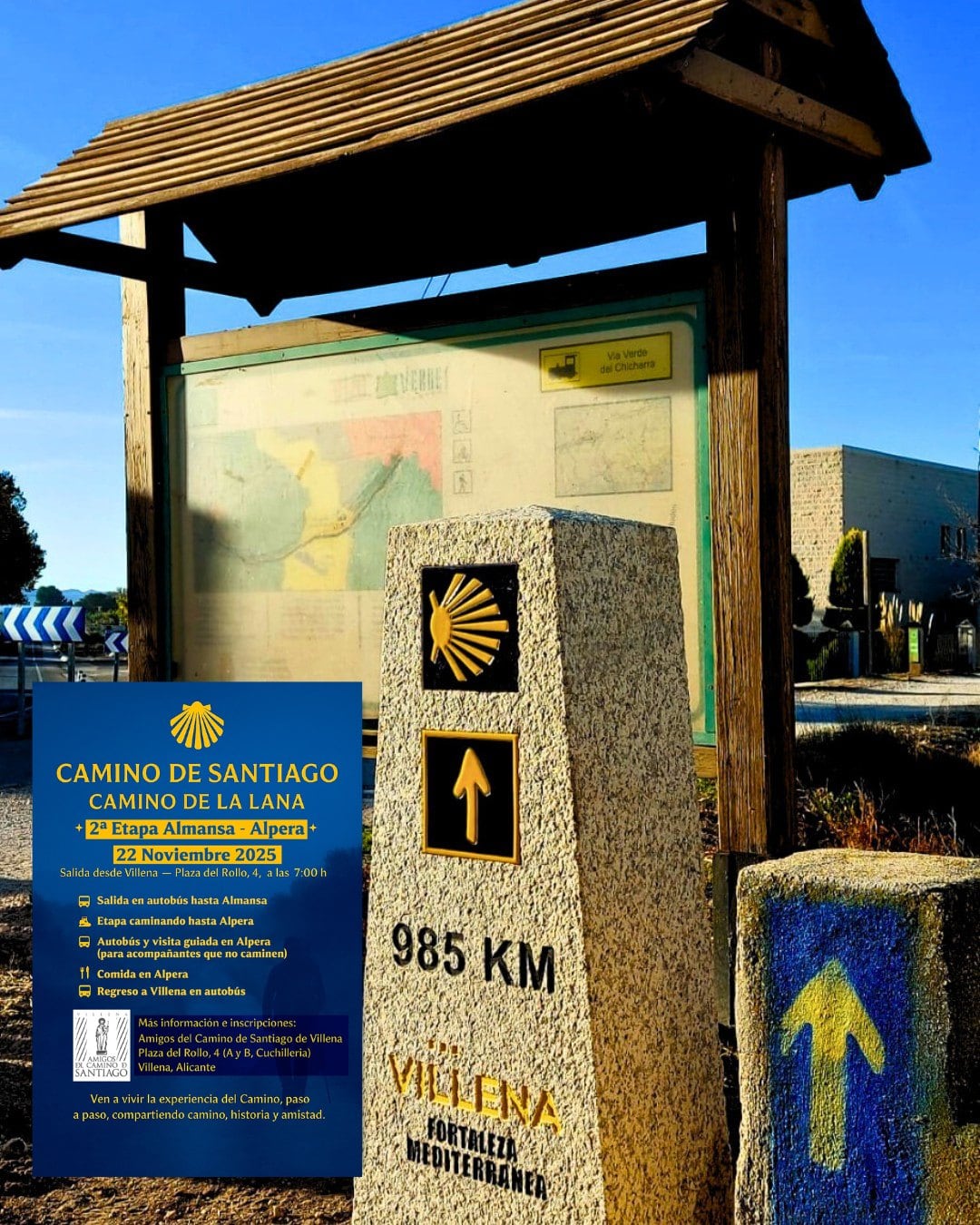 Mojón del camino de Santiago en Villena