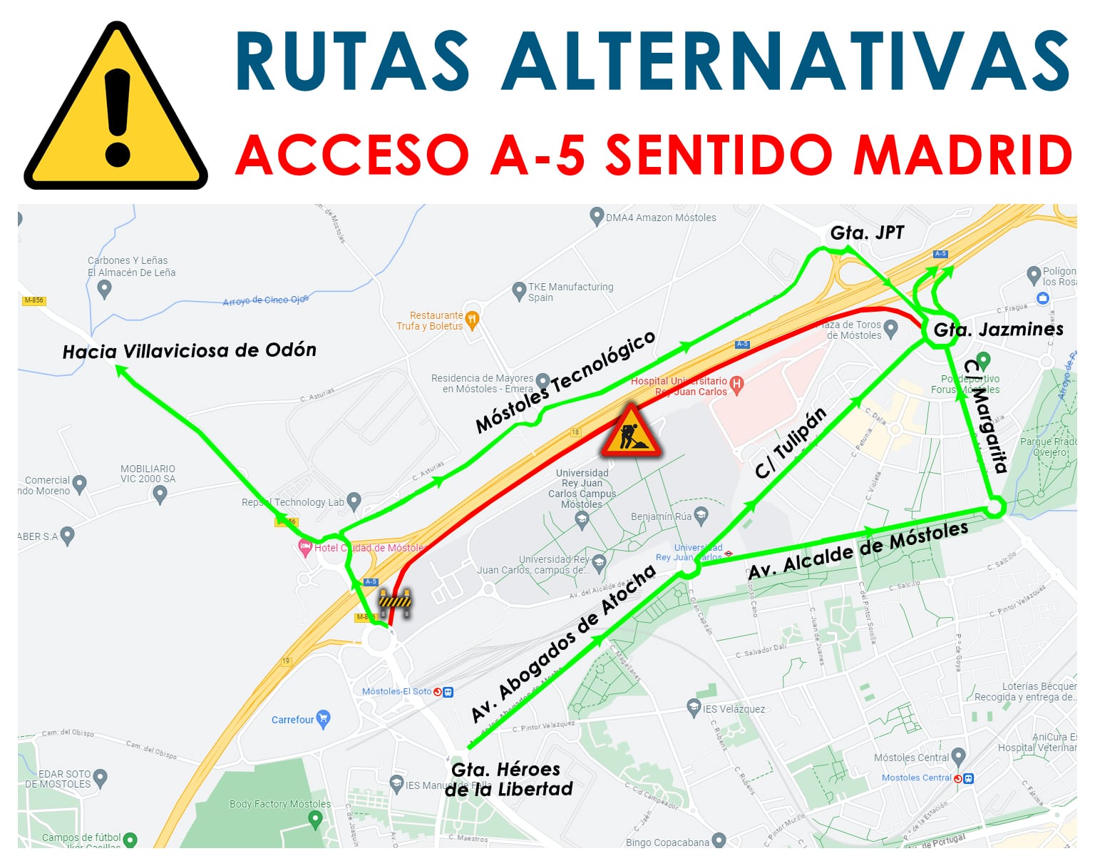 Rutas alternativas propuestas por la Policía Local