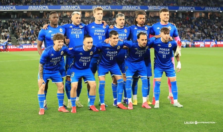 El once del Deportivo en Riazor ante el Zaragoza.