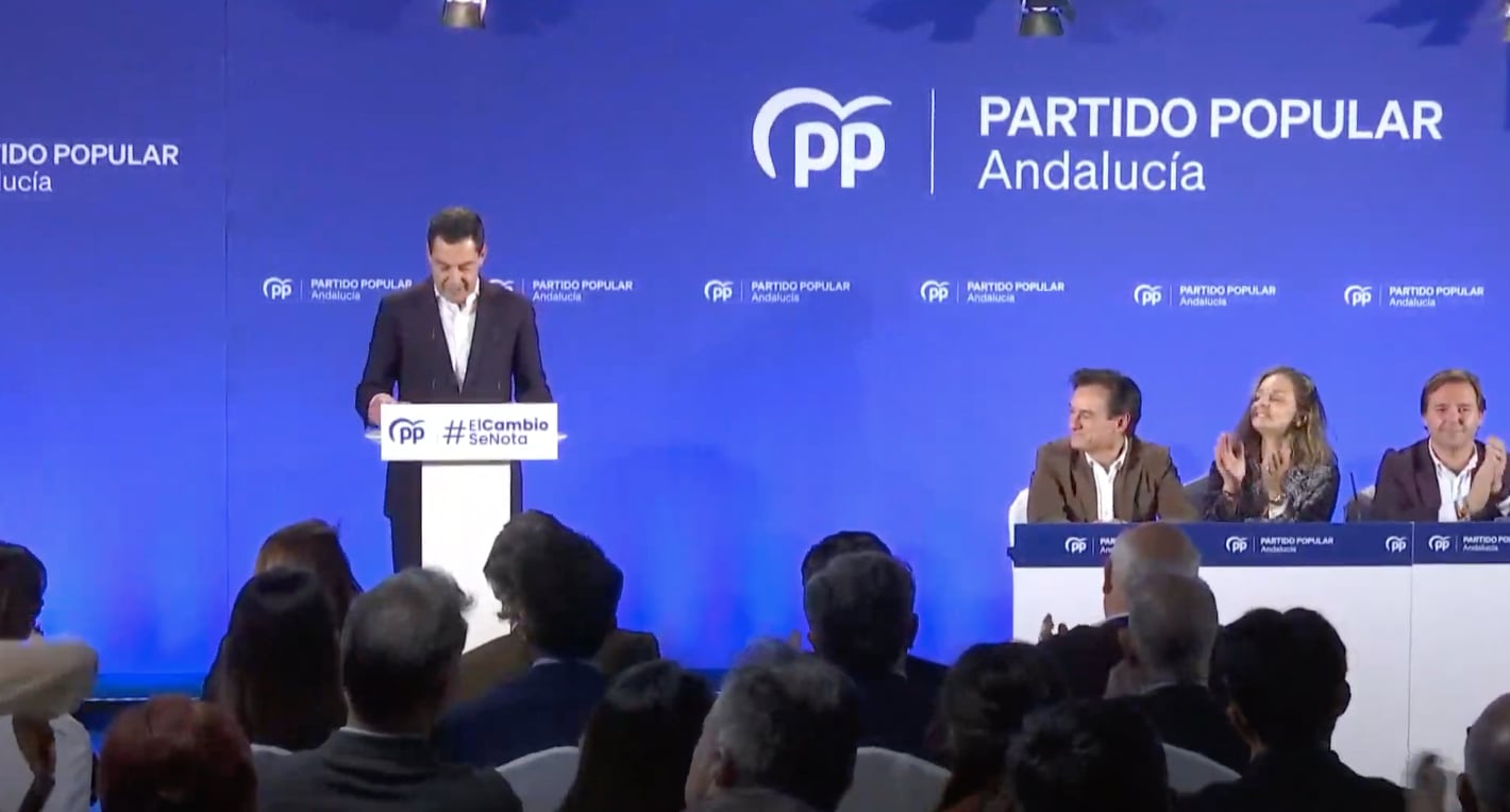 Juanma Moreno, presidente del PP de Andalucía, en el Comité Ejecutivo celebrado en Jaén.