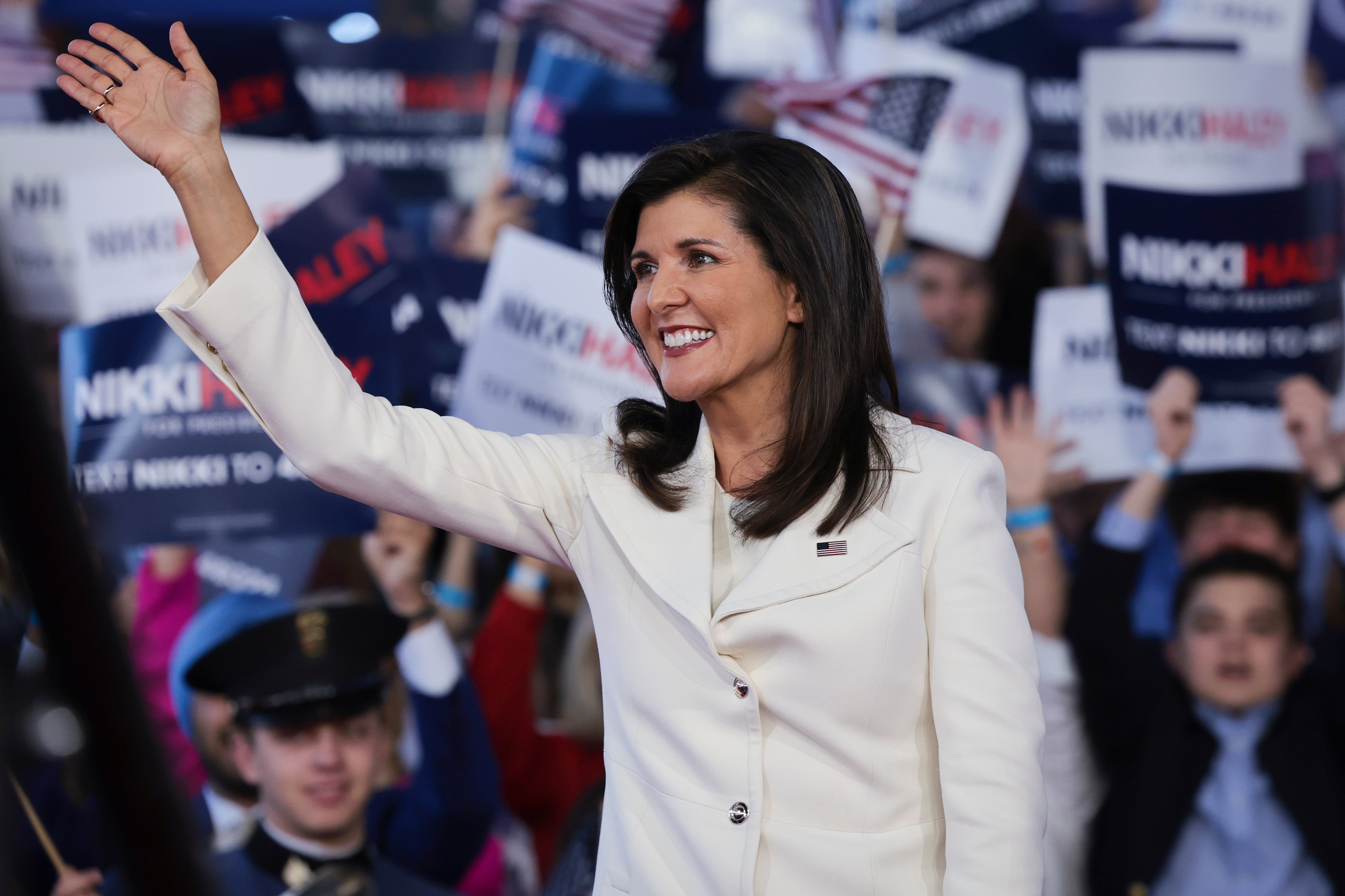 La aspirante presidencial republicana, Nikki Haley, en su mitin de presentación