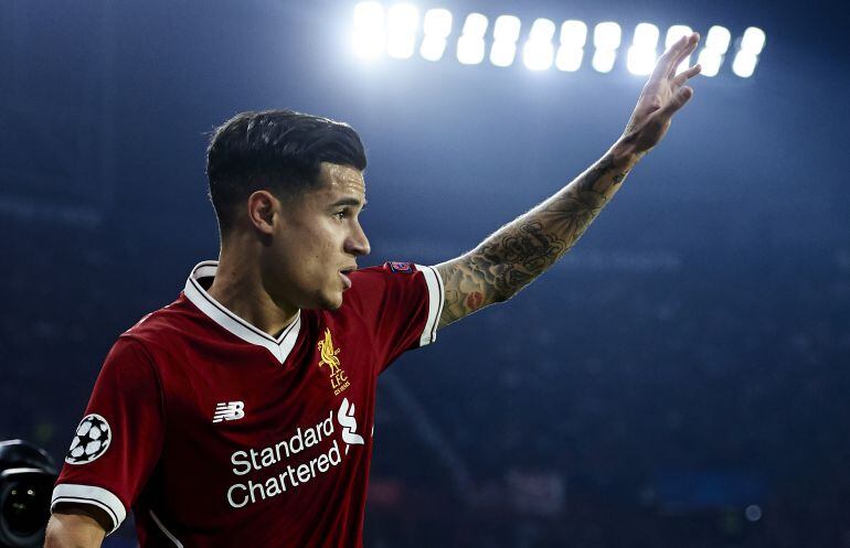 Coutinho, durante un partido con el Liverpool