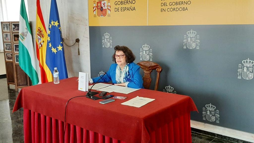 La subdelegada del Gobierno en Córdoba, Rafaela Valenzuela, durante una comparecencia de prensa