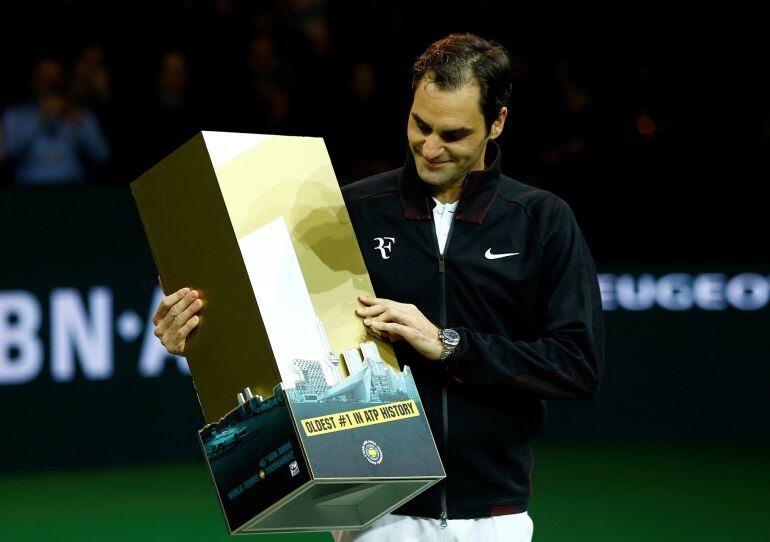 Federer celebra la victoria ante Robin Haase. 