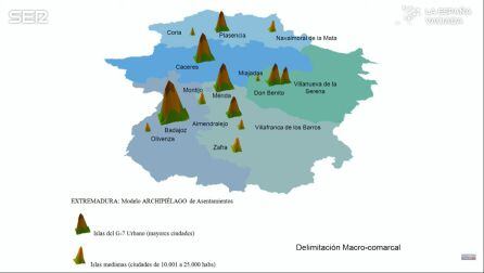 El modelo de &quot;islas&quot; poblaciones en Extremadura mostrado por el profesor Mora Aliseda