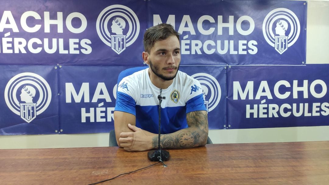 Borja Martínez, en la sala de prensa del Rico Pérez