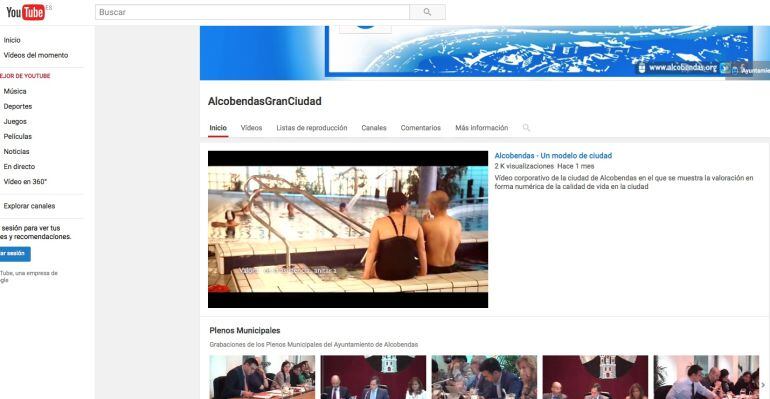 Canal de YouTube del ayuntamiento de Alcobendas