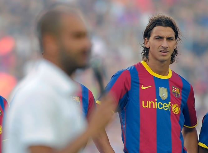 Ibra, durante la presentación del equipo en el trofeo Joan Gamper