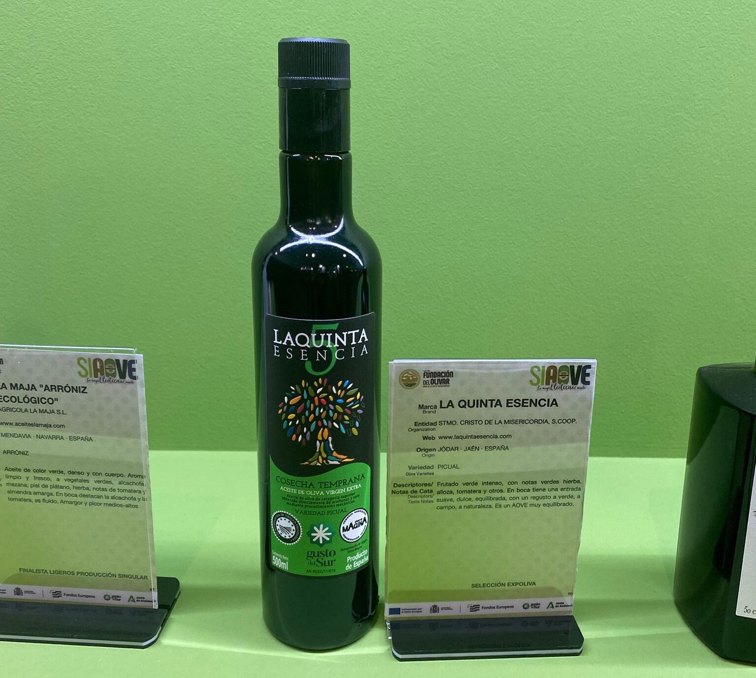 Los aceites La Quinta Esencia, de la Cooperativa Santísimo Cristo de la Misericordia de Jódar están presentes en el Salón SIAOVE de Expoliva 2025