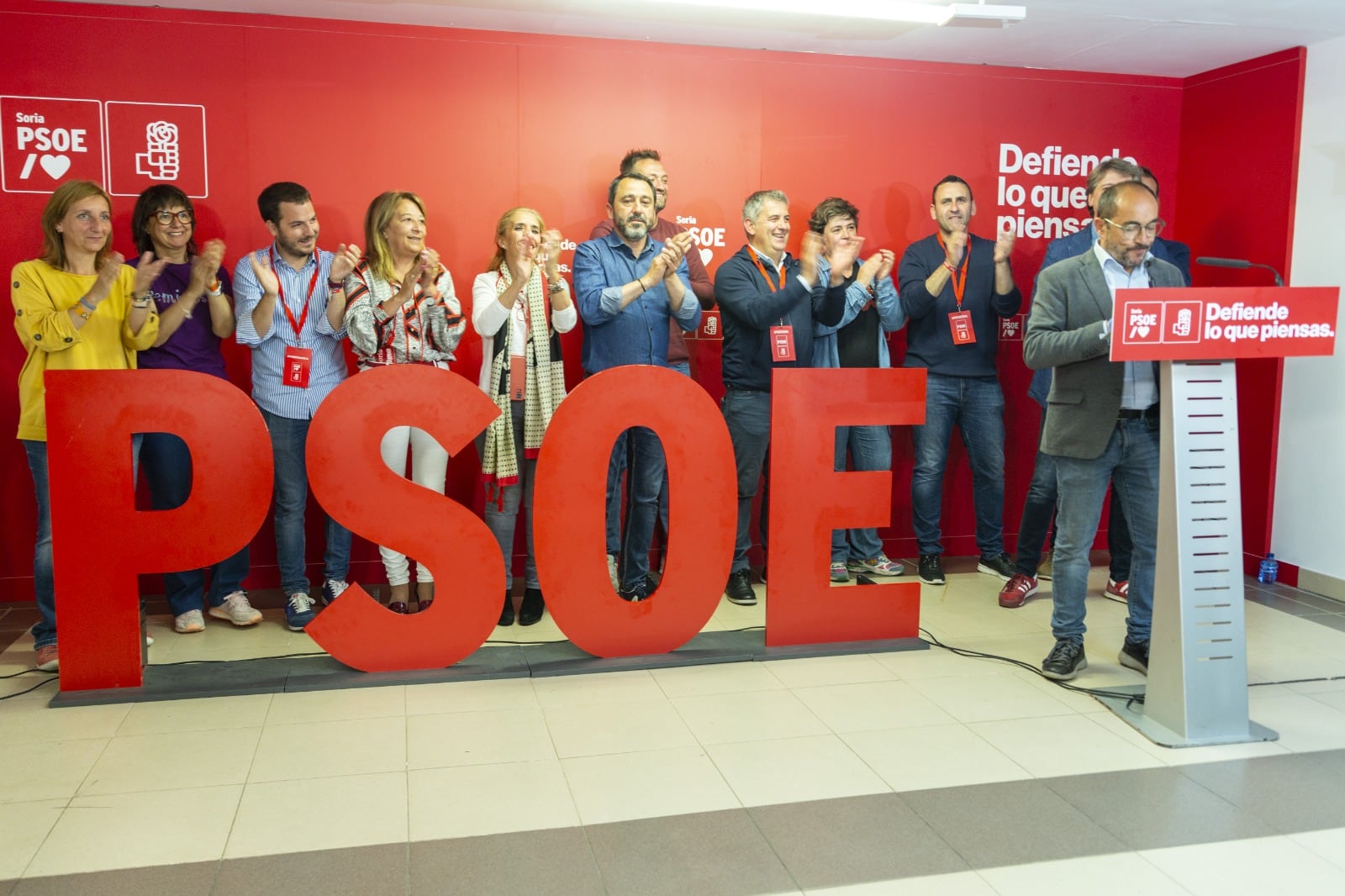 El PSOE de Soria celebra el triunfo en la capital.