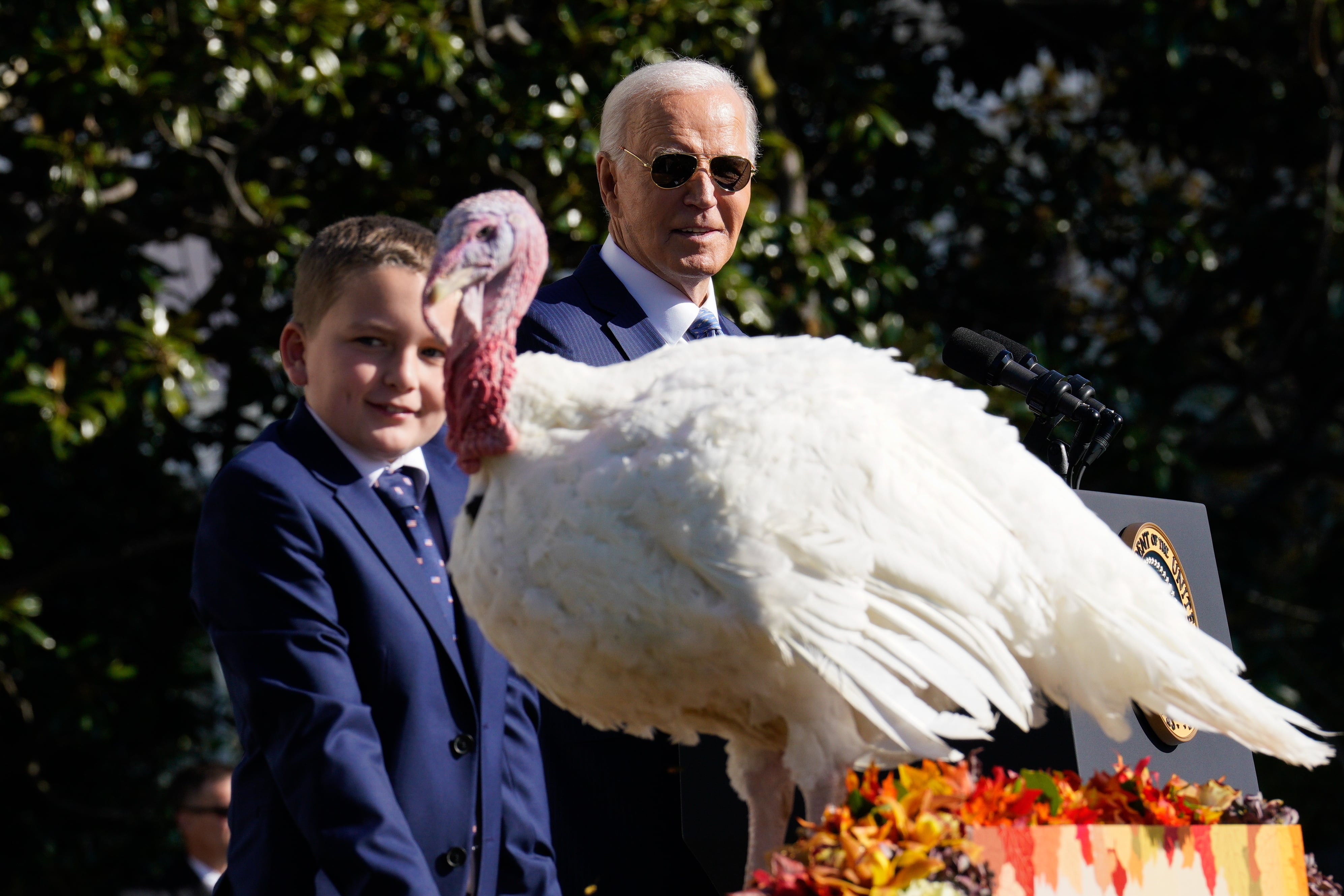 El presidente de EEUU, Joe Biden, indulta uno de los pavos de Acción de Gracias en la Casa Blanca.