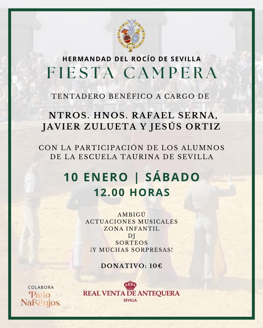 Cartel del tentadero a beneficio de la Hermandad del Rocío de Sevilla