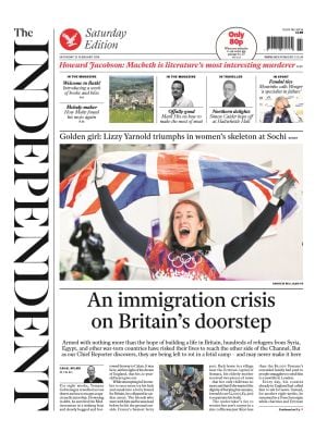 Portada de &#039;The Independent&#039; del 15 de febrero de 2014.