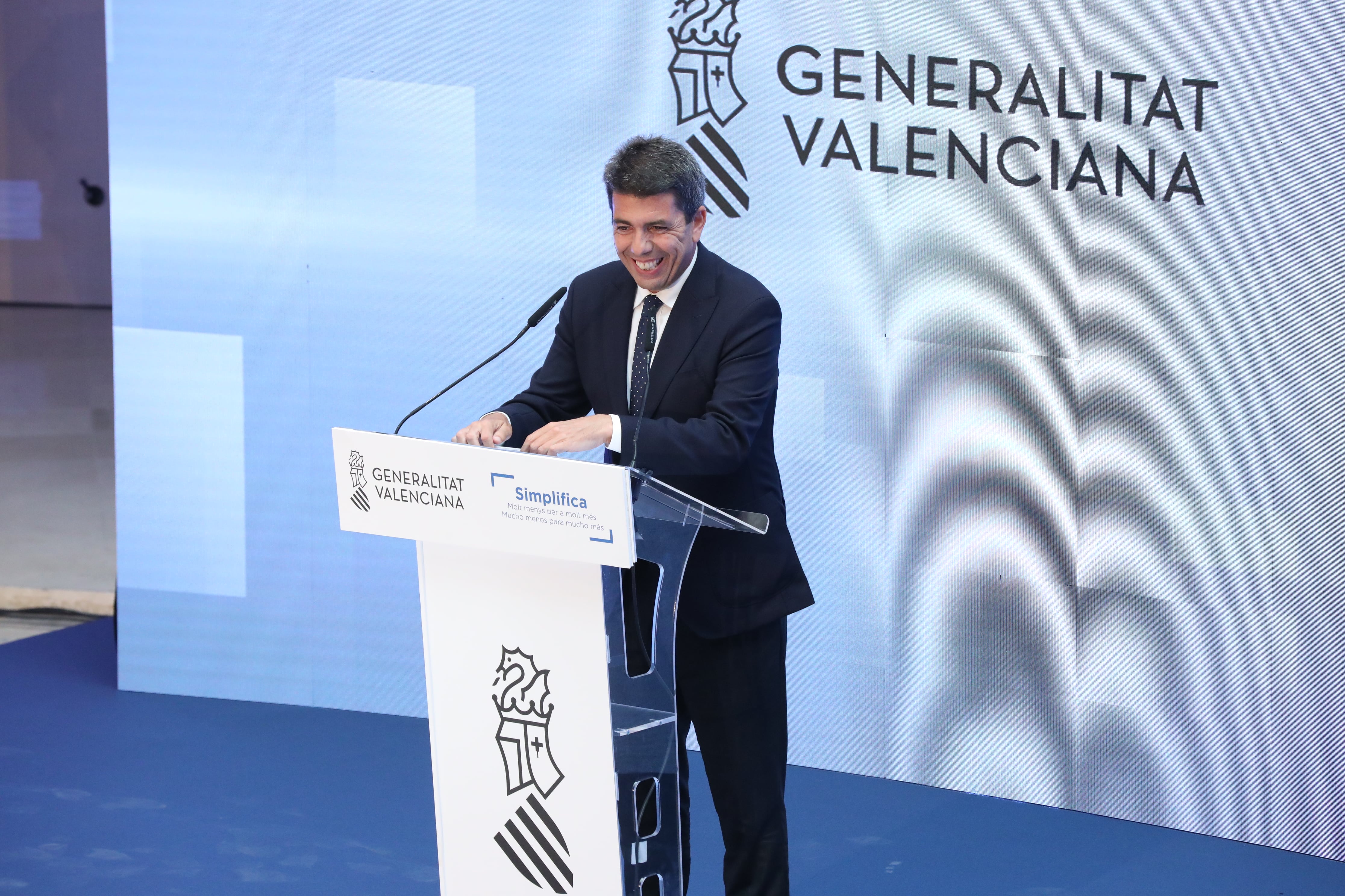 Presentación este lunes en el Palacio de las Comunicaciones de València del plan &quot;Simplifica&quot; de la Generalitat por parte del president Carlos Mazón.