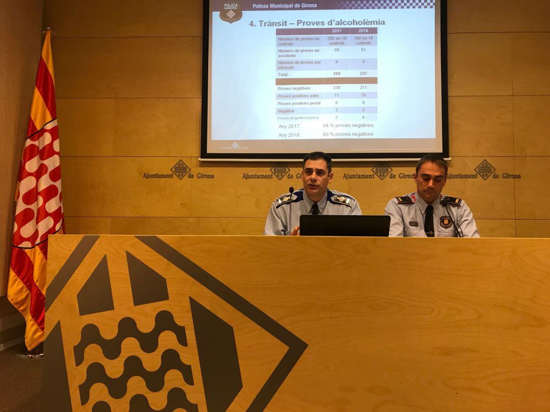 El cap de la Guàrdia Urbana, Joan Jou, i el cap dels Mossos d'Esquadra a l'àrea del Gironès, Xavier Domènech