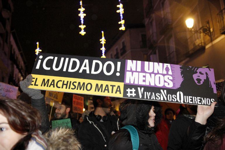 Un momento de la manifestación convocada por la Coordinadora Feminista Estatal en Madrid
