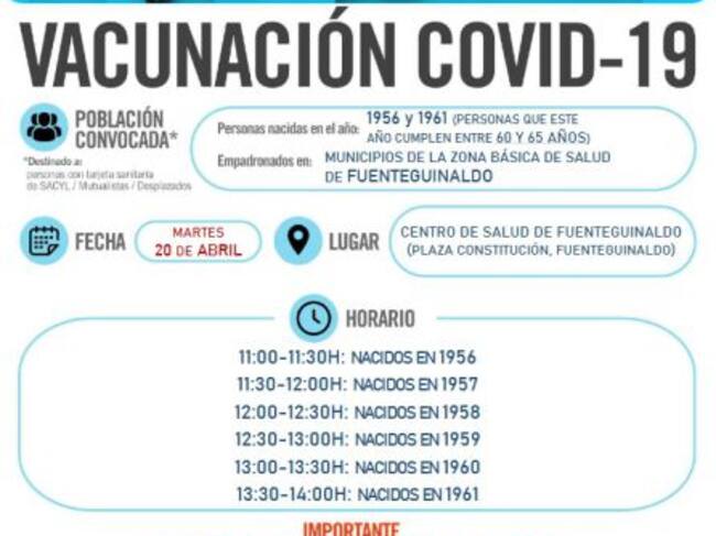 Información sobre la campaña de vacunación en Fuenteguinaldo.
