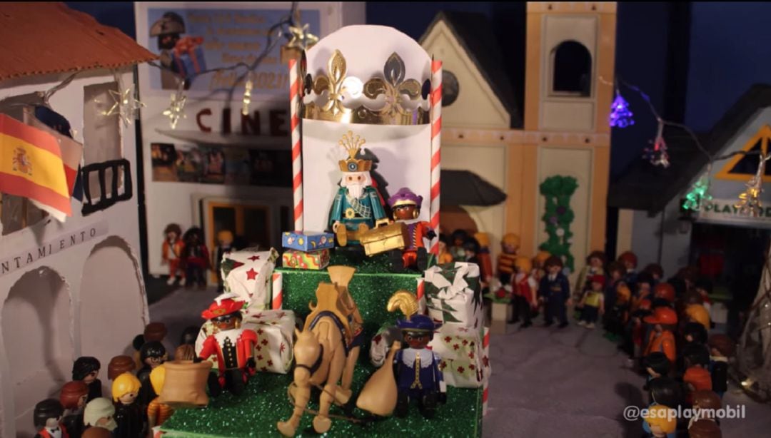 Fotograma de la cabalgata de los Reyes Magos con figuras de Playmobil 