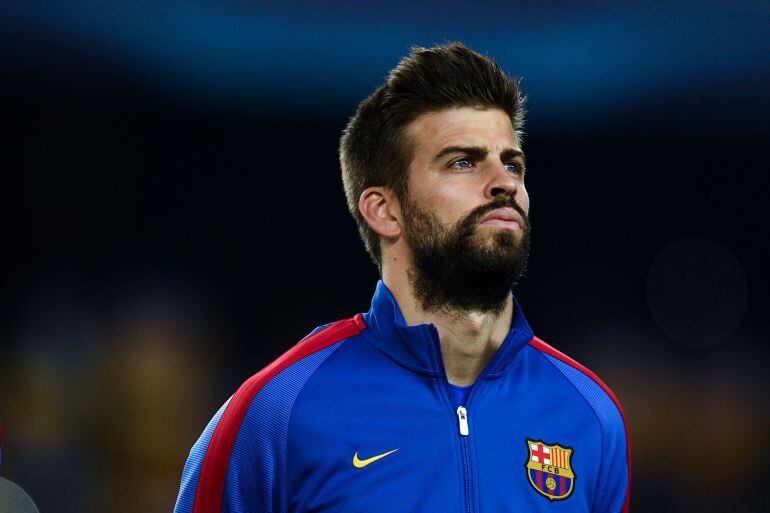 Piqué, antes de un partido con el Barça