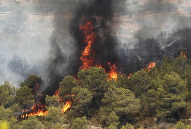 Miles de hectáreas han ardido en el incendio forestal de Valencia desde el pasado jueves