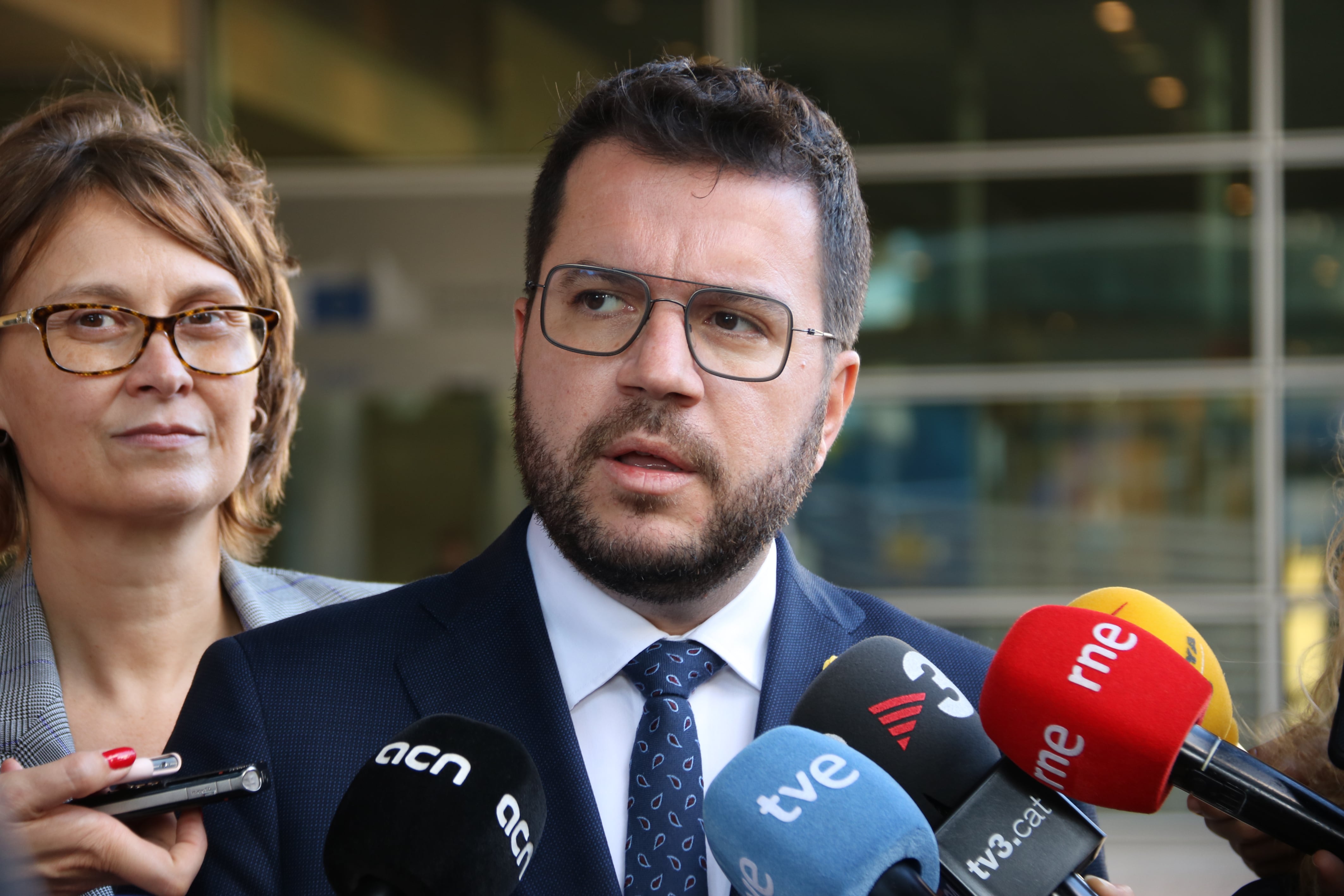 El president Aragonès compareix davant els mitjans des de Brussel·les