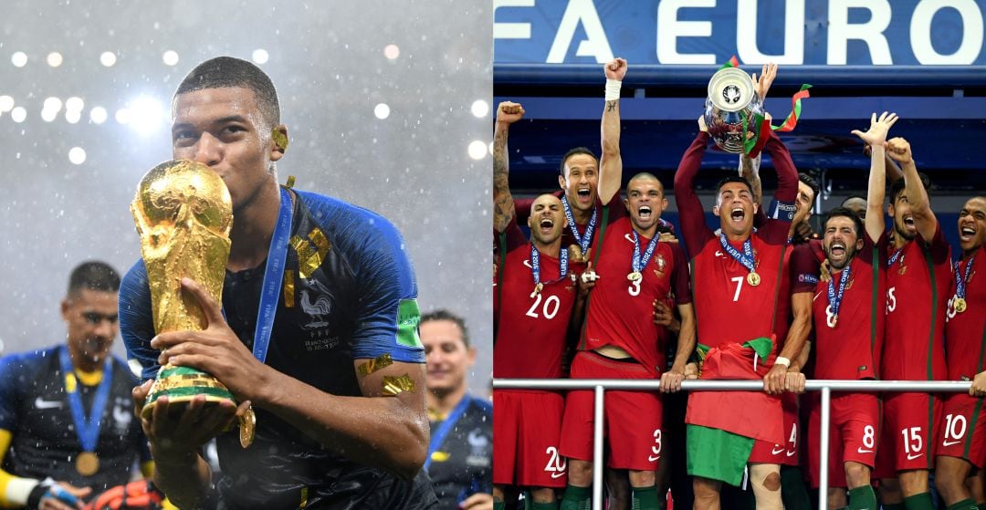 Mbappé, campeón del mundo con Francia y la selección de Portugal, campeona de Europa. 