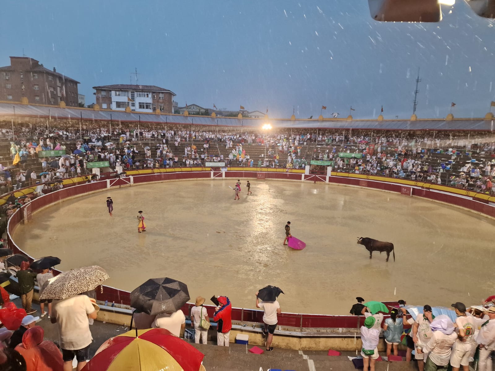 Roca Rey ha seguido toreando bajo la lluvia hasta que se ha suspendido la corrida