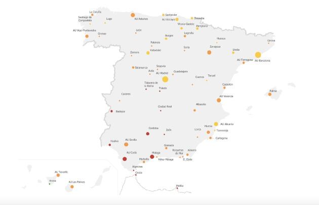 Mapa ODS 8 (Trabajo y crecimiento económico)