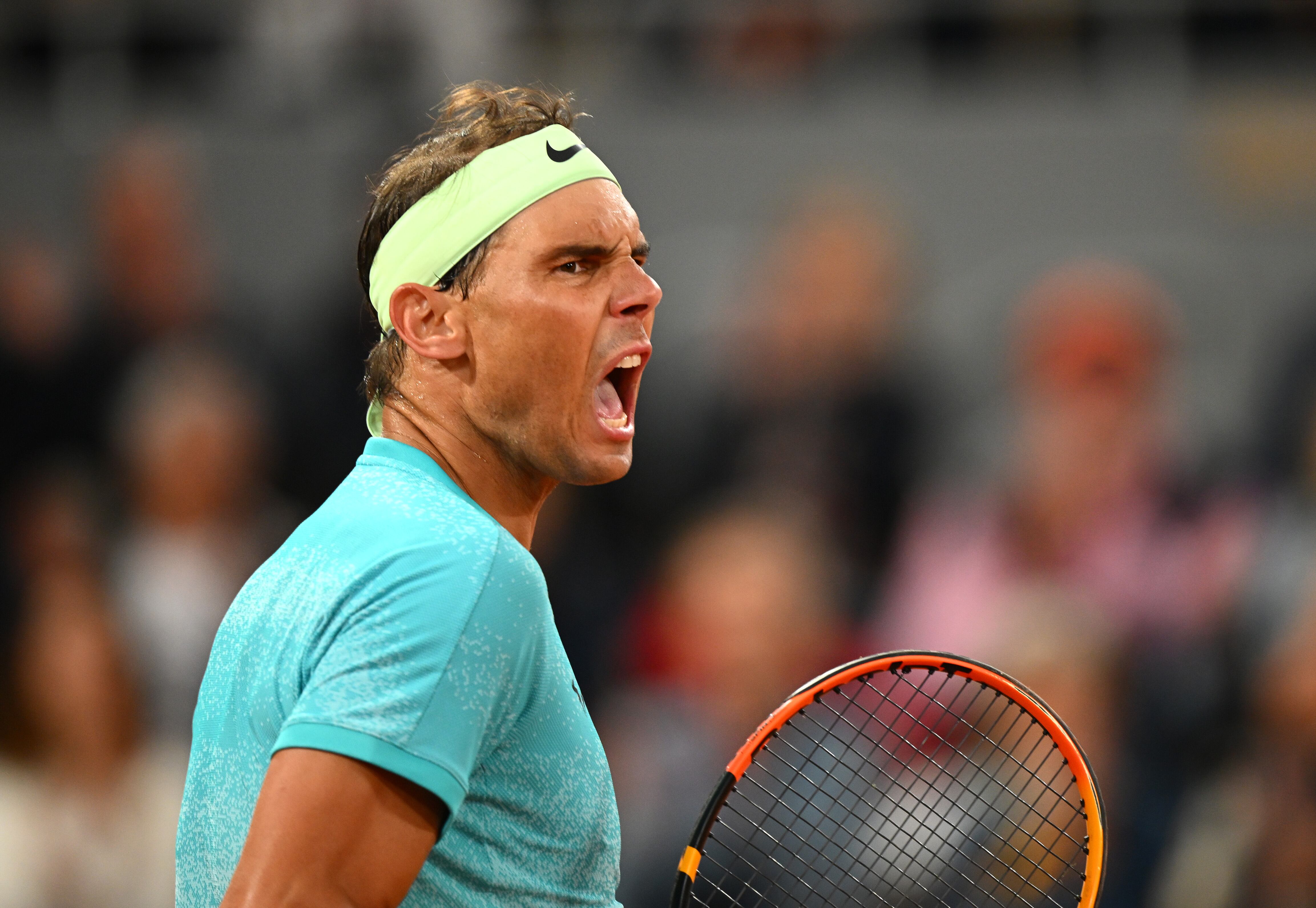 Rafa Nadal celebra un punto ante Zverev en la primera ronda de Roland Garros