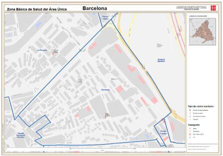 Los límites de la zona básica de salud de Barcelona en Móstoles