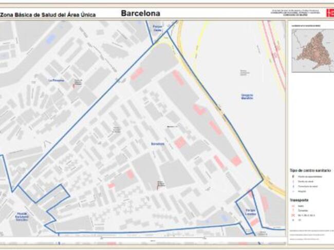 Los límites de la zona básica de salud de Barcelona en Móstoles
