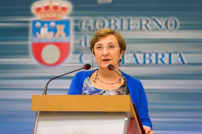 Luisa Real en una comparecencia en el Gobierno de Cantabria.