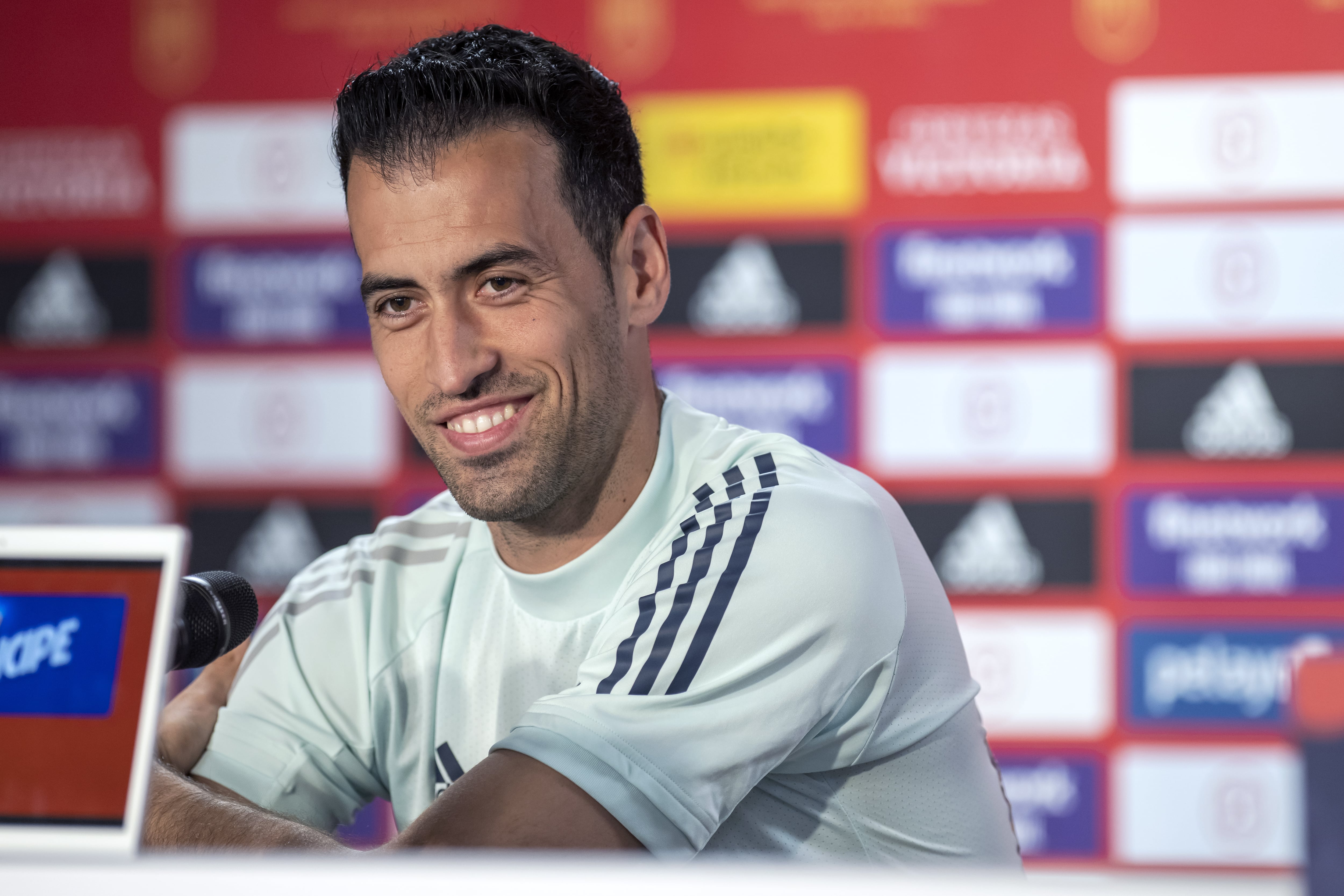 Sergio Busquets, en rueda de prensa con la Selección