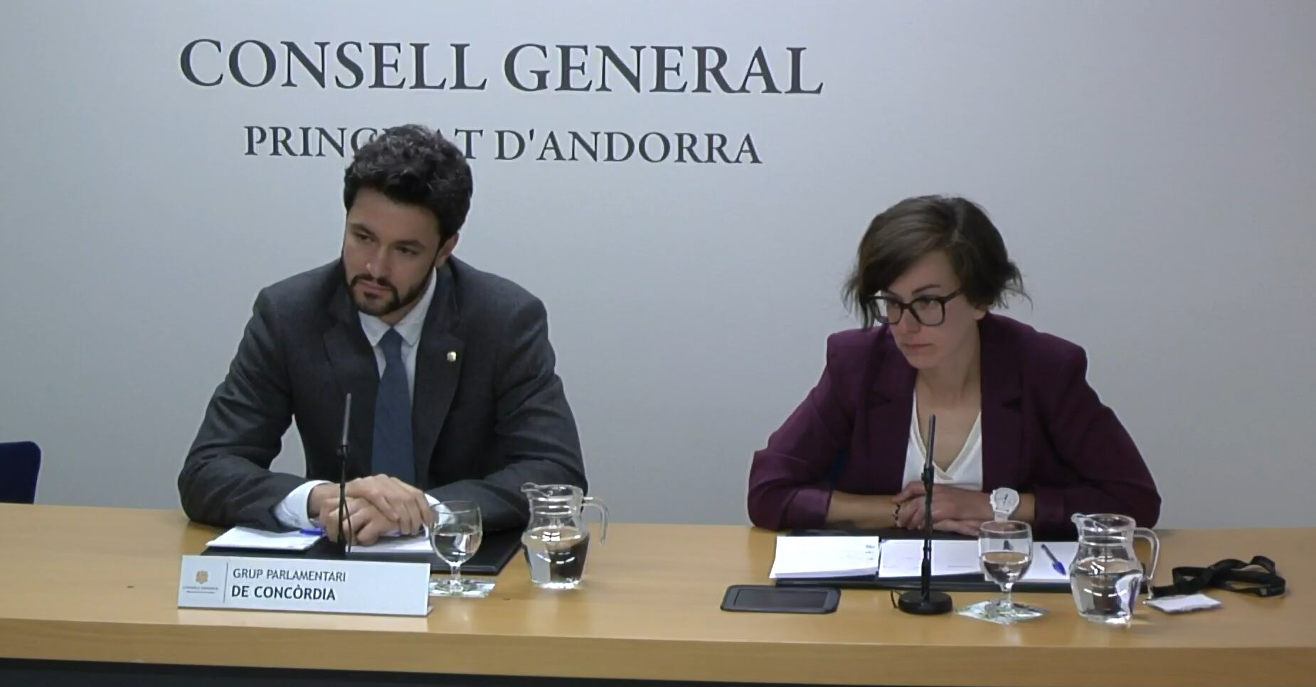 Els presidents del grup parlamentari de Concòrdia, Cerni Esaclé i Núria Segués