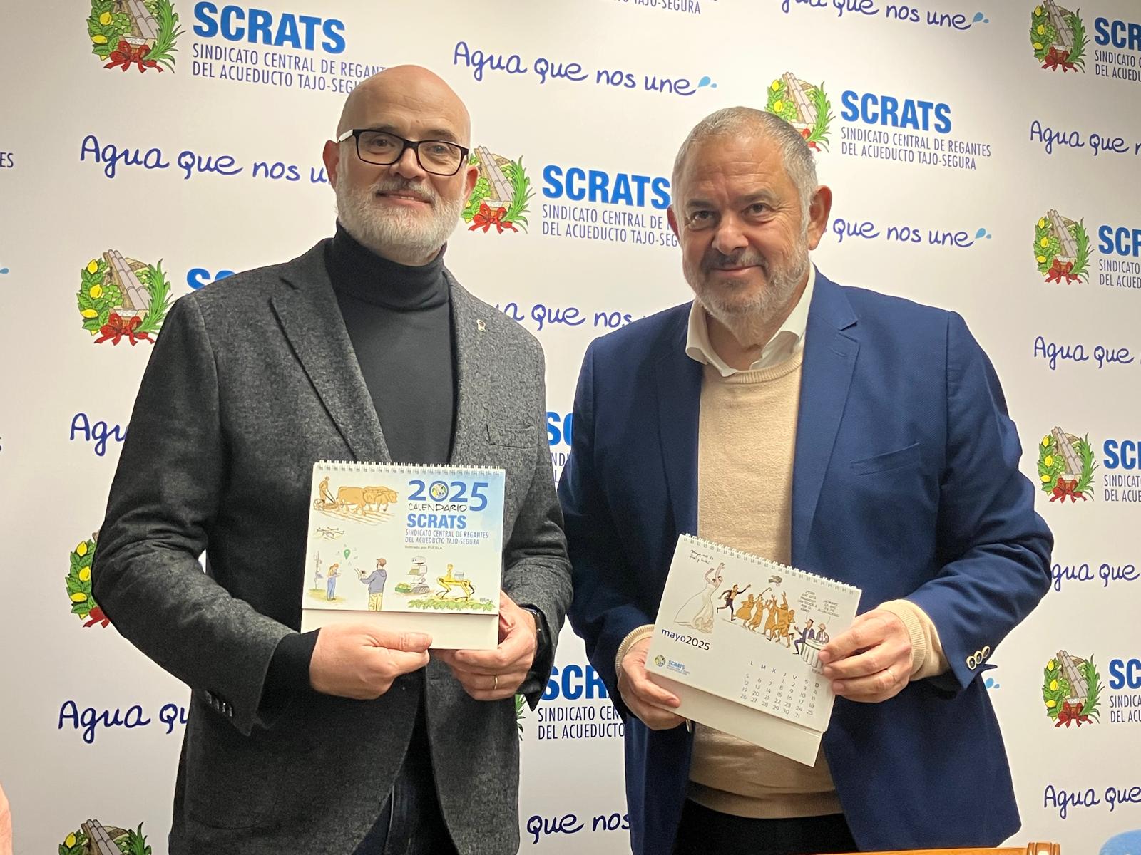 Puebla y Lucas Jiménez durante la presentación del calendario del SCRATS para 2025