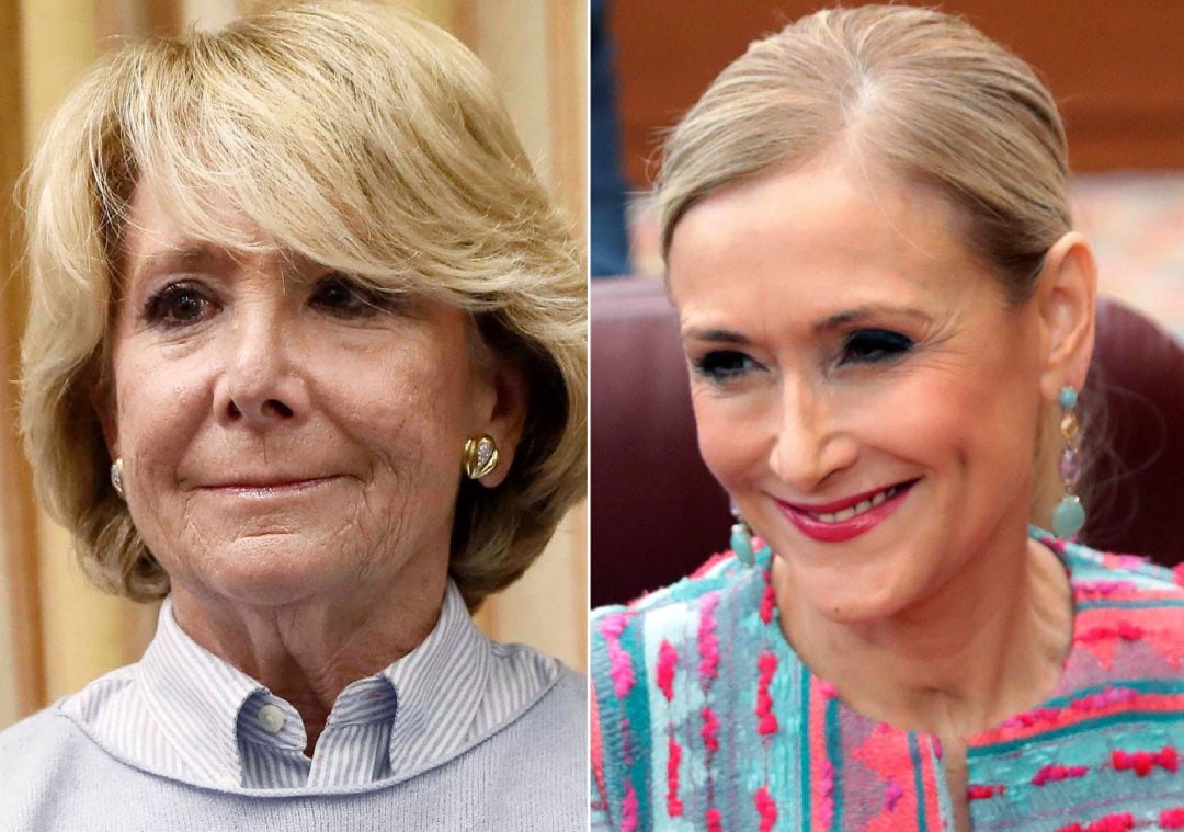 Las expresidentas madrileñas Esperanza Aguirre (i) y Cristina Cifuentes.